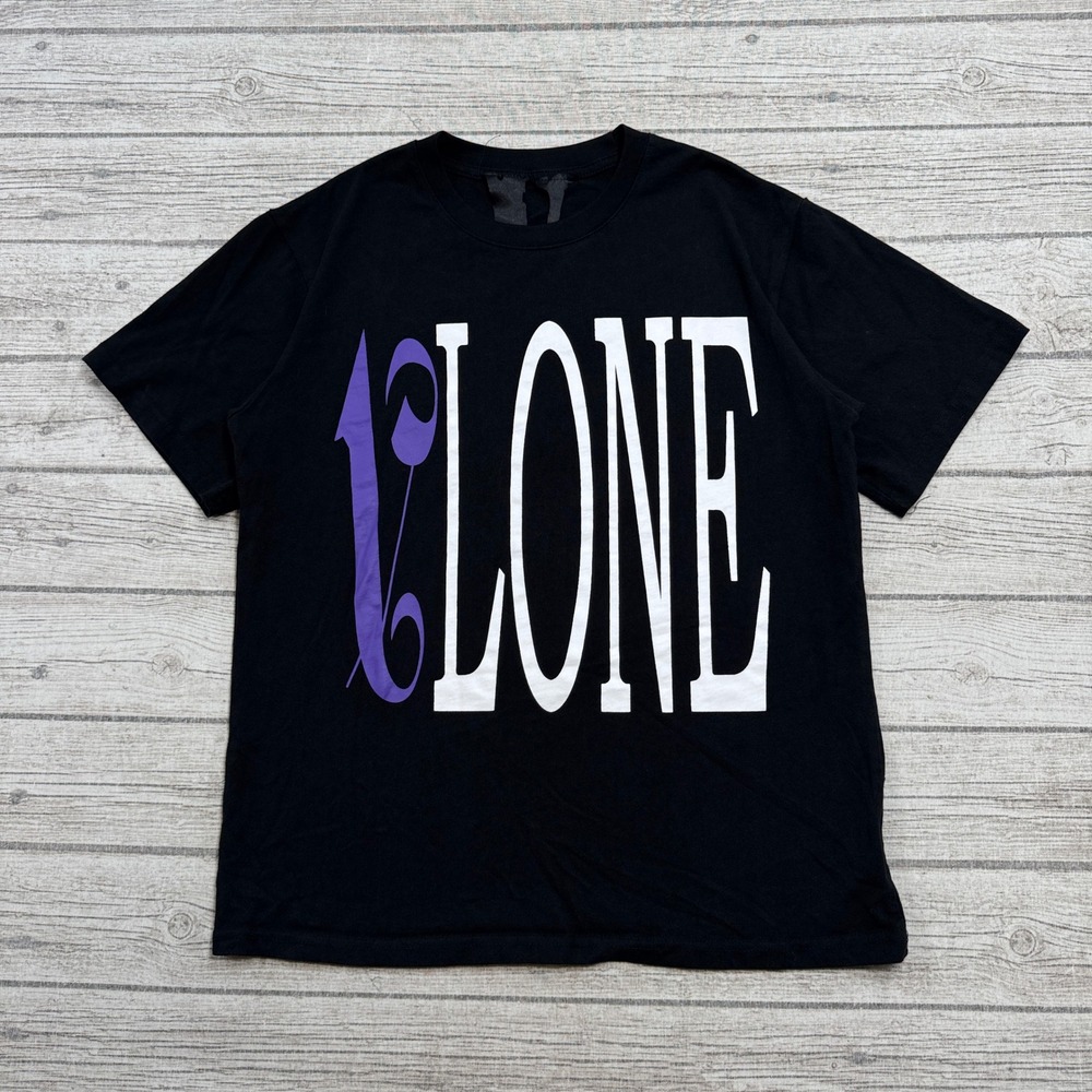 VLONE x Palm Angels T-Shirt Men's Medium Black Purple Cotton Streetwear USA Made